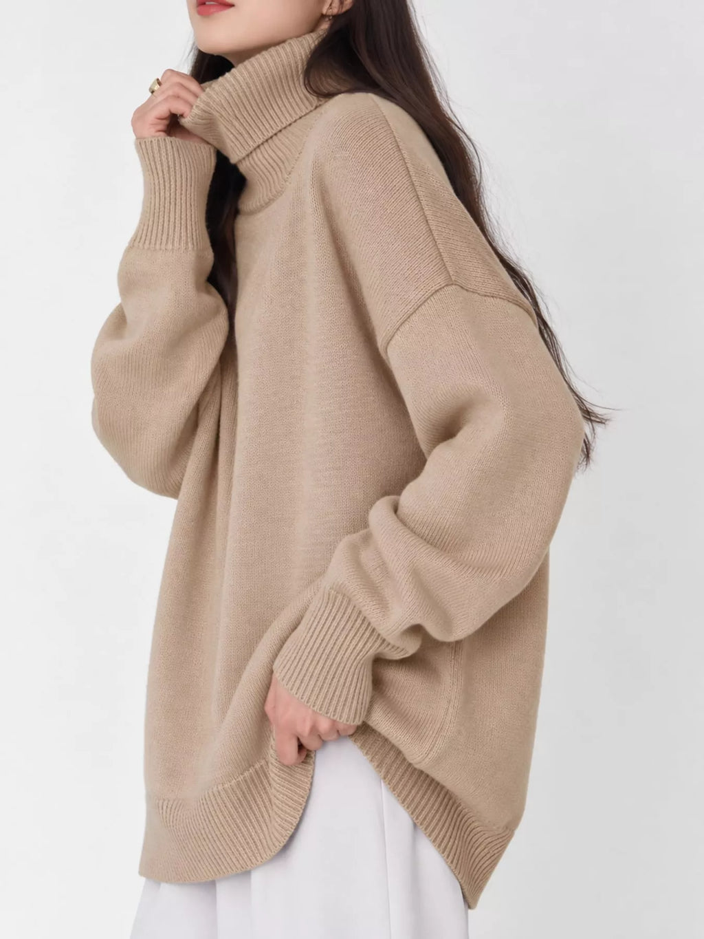 Oversized turtleneck sweater with dropped shoulders - view 15