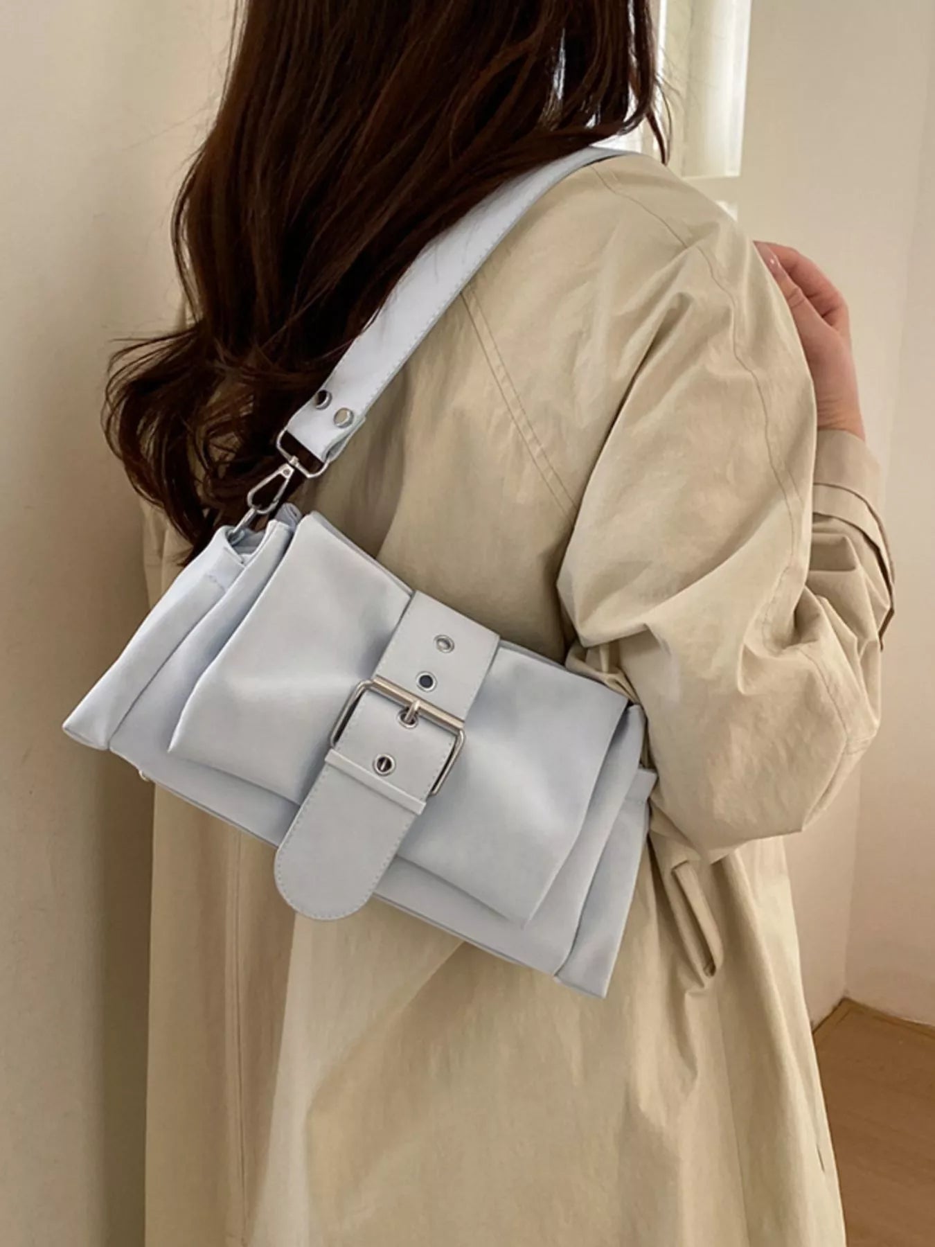 Buckle Detail Crossbody Bag - PU leather crossbody bag, view 9