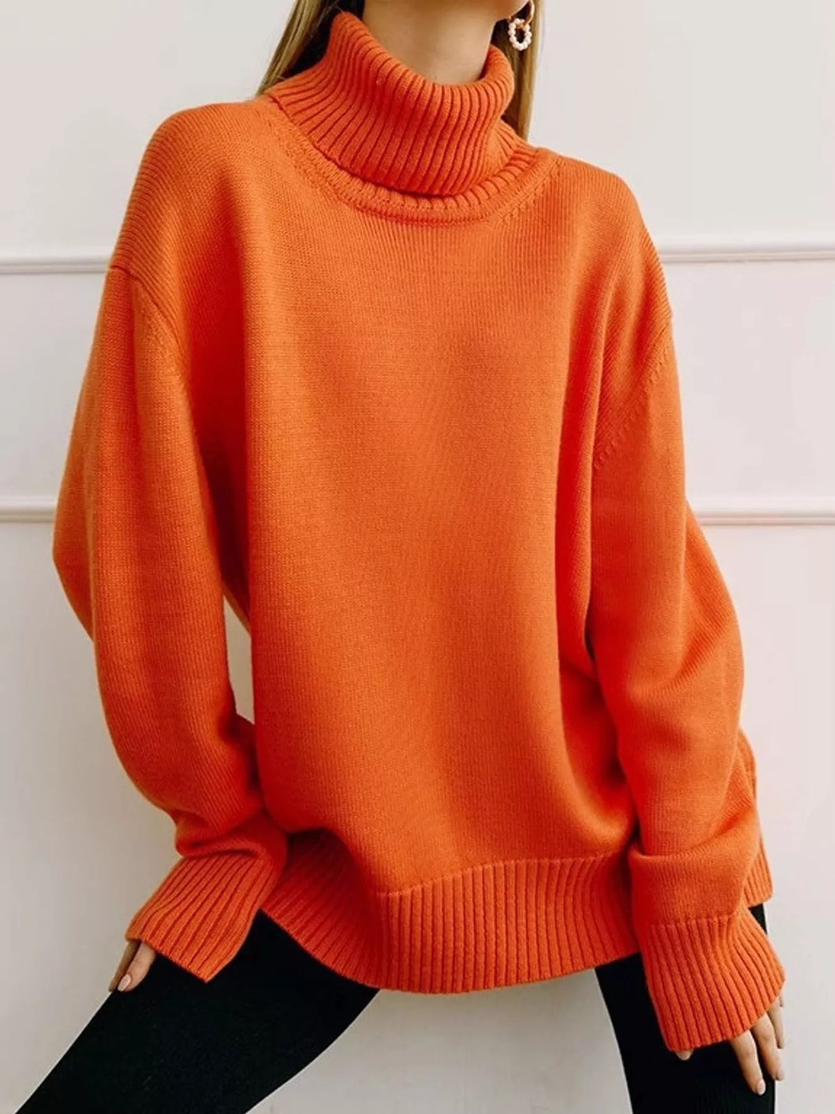 Oversized turtleneck sweater with dropped shoulders - view 26