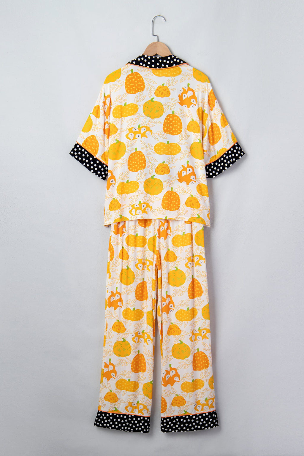 Pumpkin Polka Dot Trim Lounge Set in orange, side view