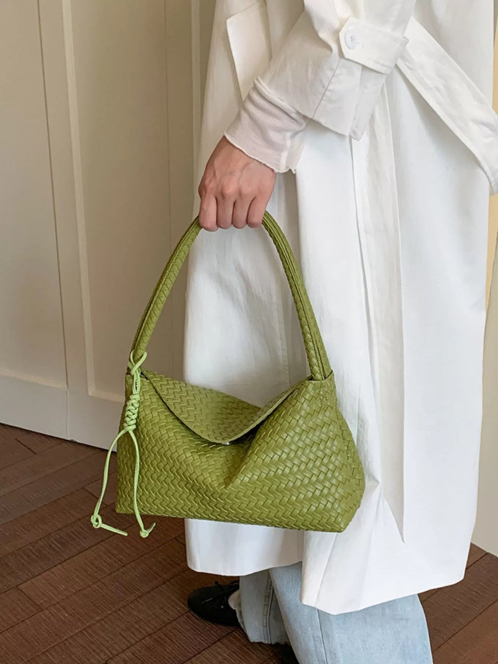 Woven Leather Shoulder Bag - woven PU leather shoulder bag, view 3