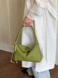 Woven Leather Shoulder Bag - woven PU leather shoulder bag, view 3