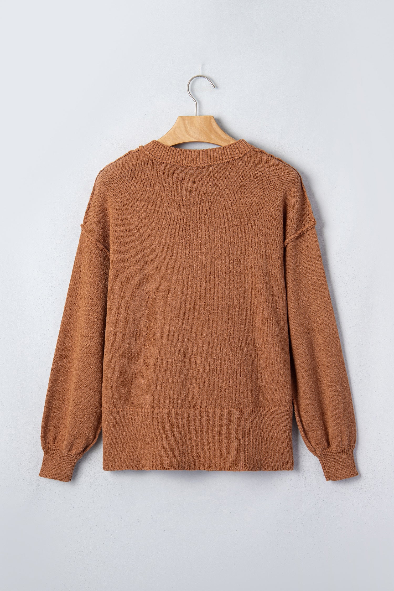 Gingerbread Drop Shoulder Oversized Christmas Sweater in Brown, styled view
