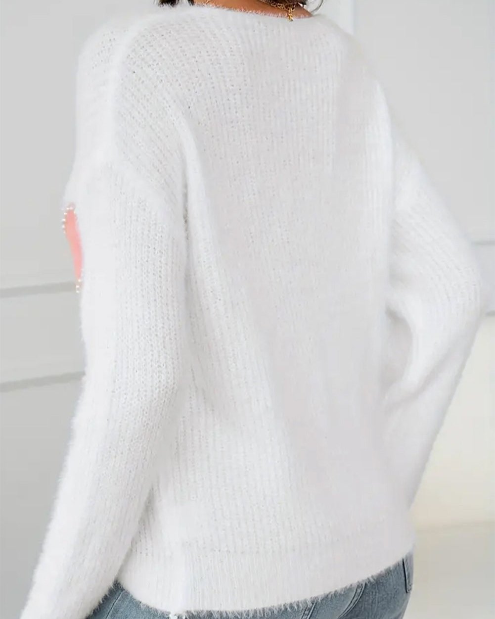 Heart V-Neck Long Sleeve Sweater