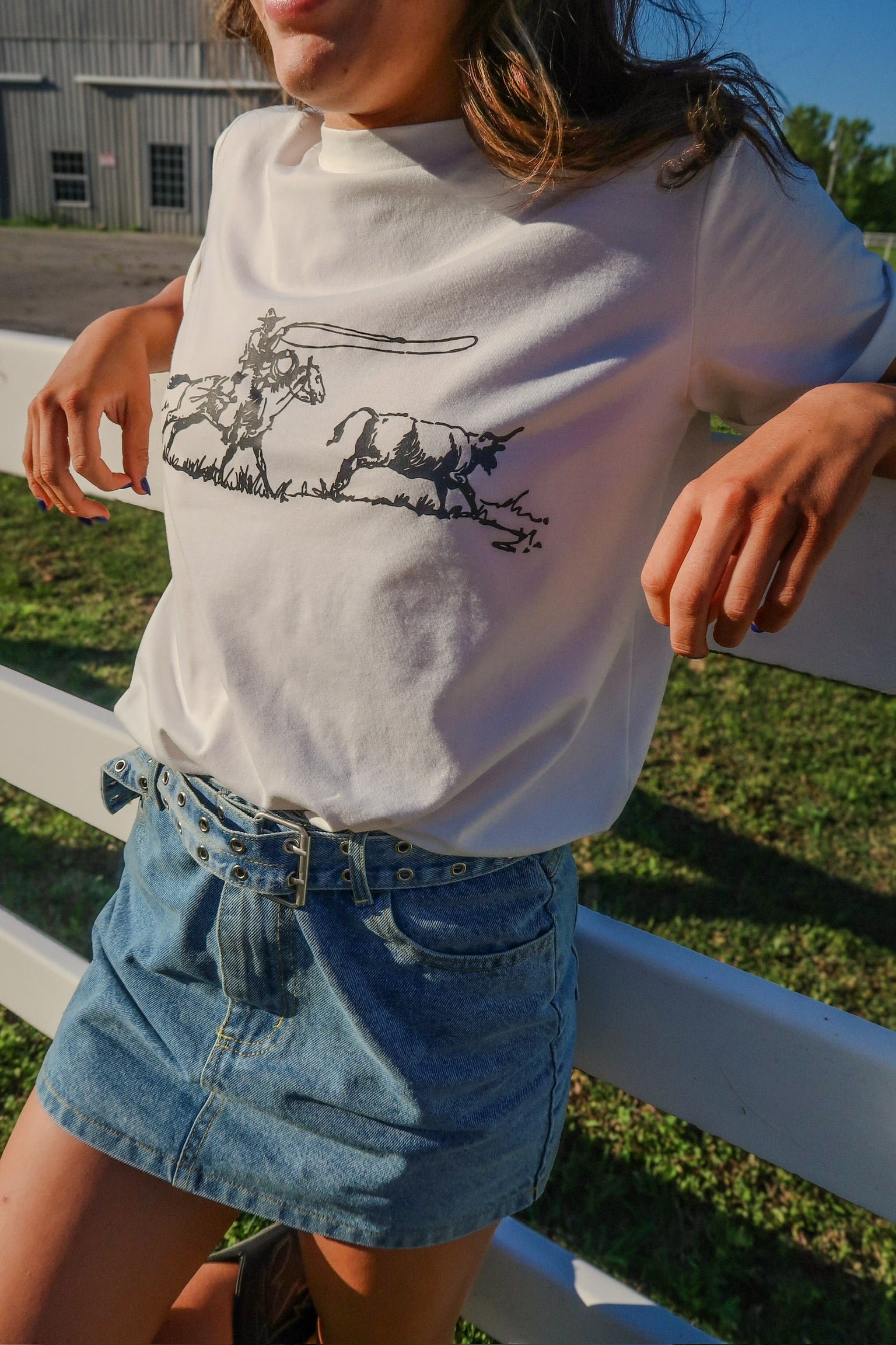 Western Rodeo Graphic Round Neck T Shirt
