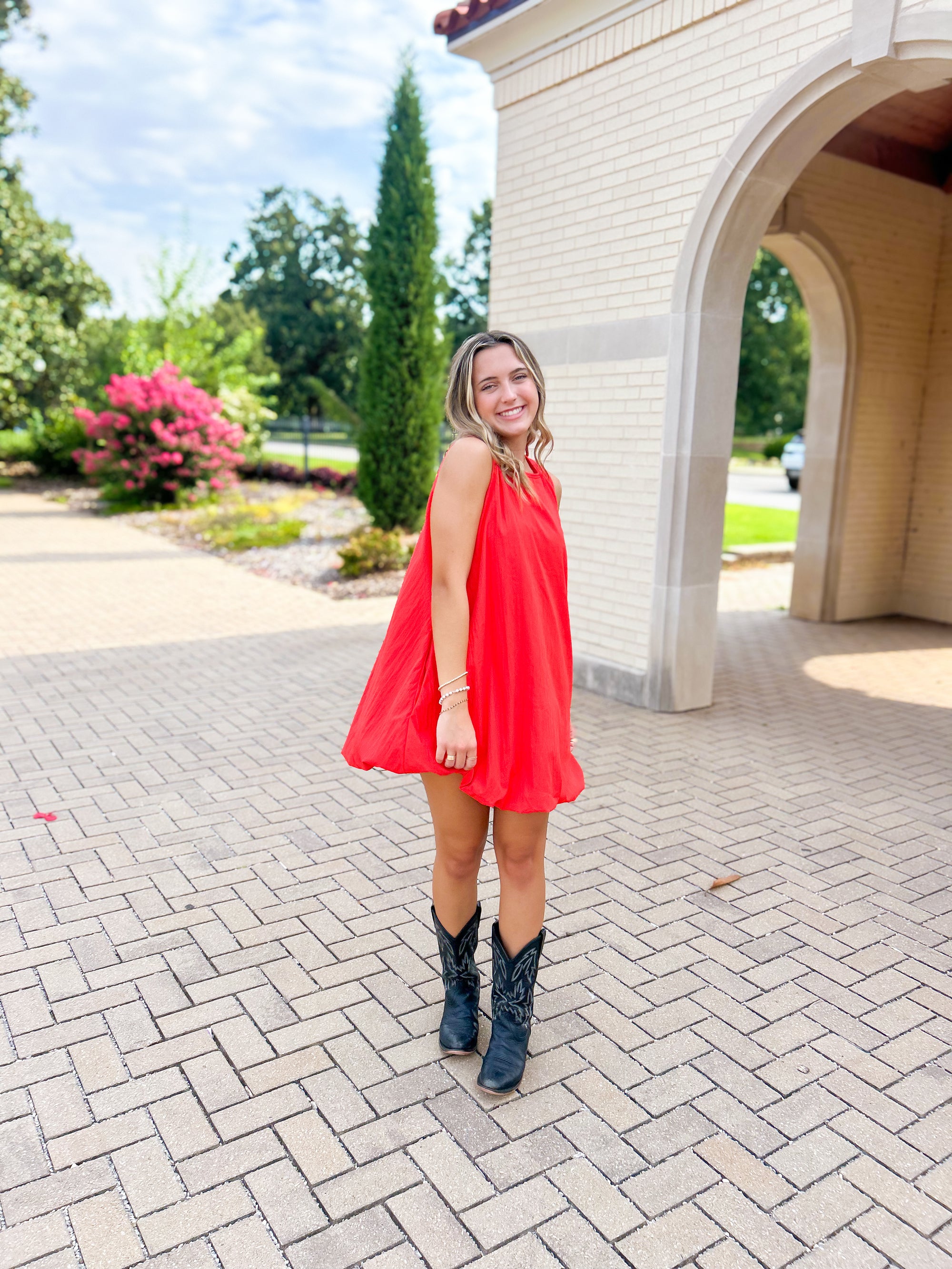 Red Bubble Mini Dress
