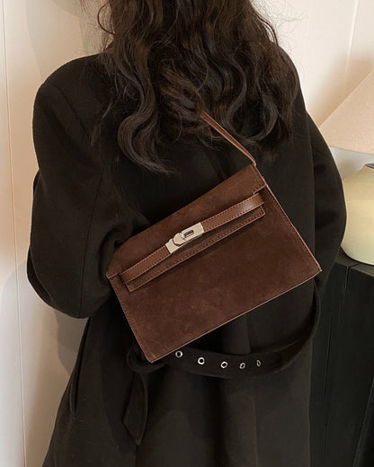 Suede Leather Strap Shoulder Bag