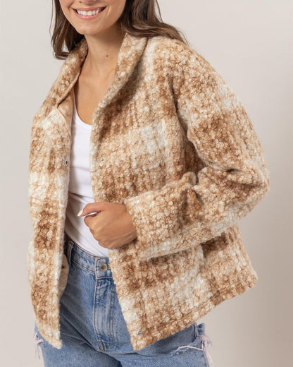 Taupe Plaid Boxy Jacket