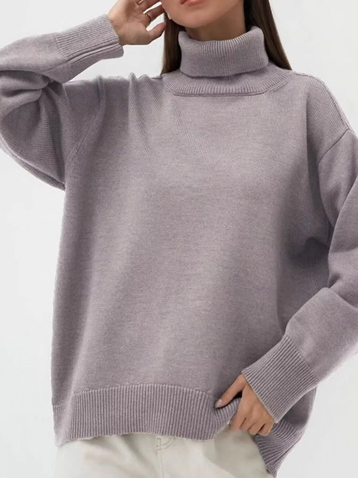 Oversized turtleneck sweater with dropped shoulders - view 33