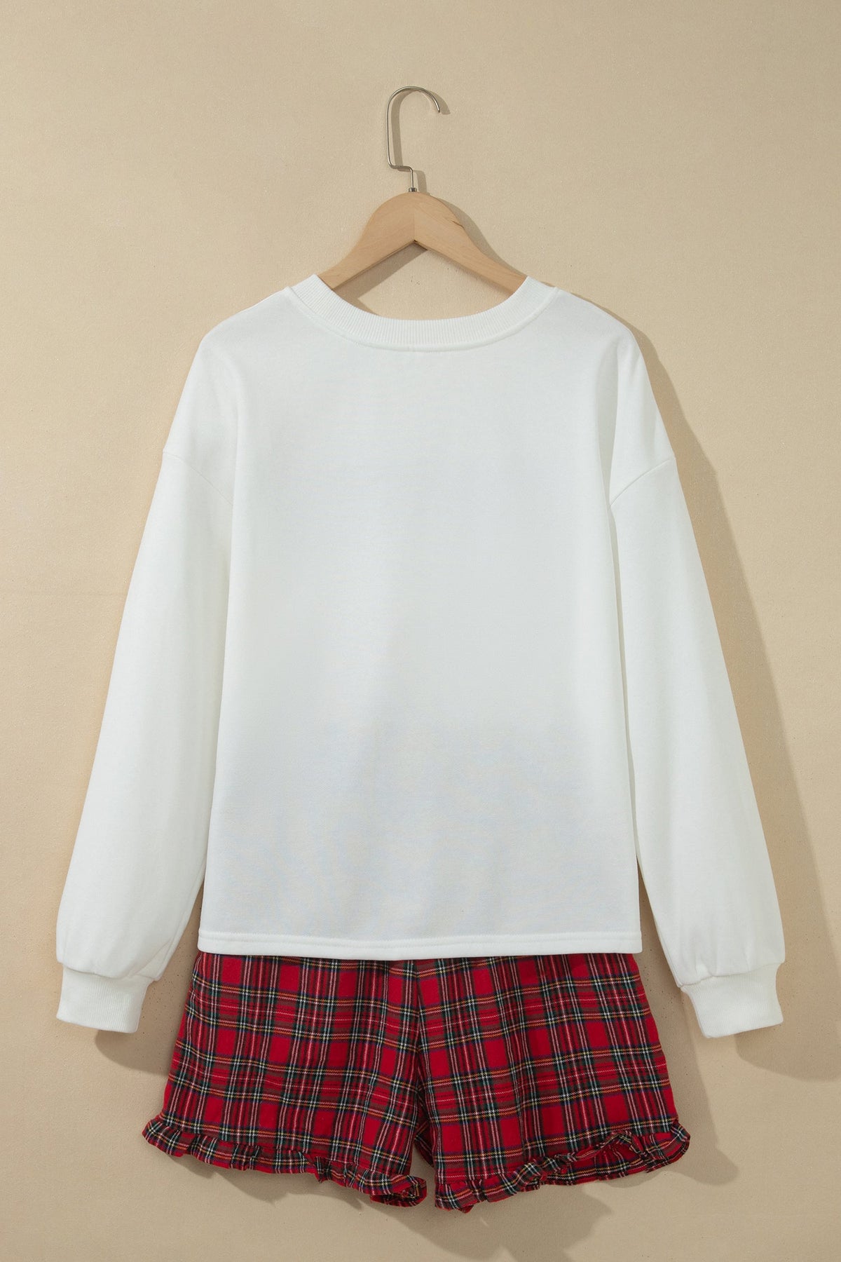 Christmas Merry Plaid Top & Shorts Set in white, detail