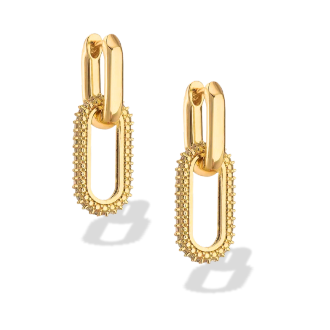 Convertible Gold Hoops - 18K gold-filled huggies with removable oval charm