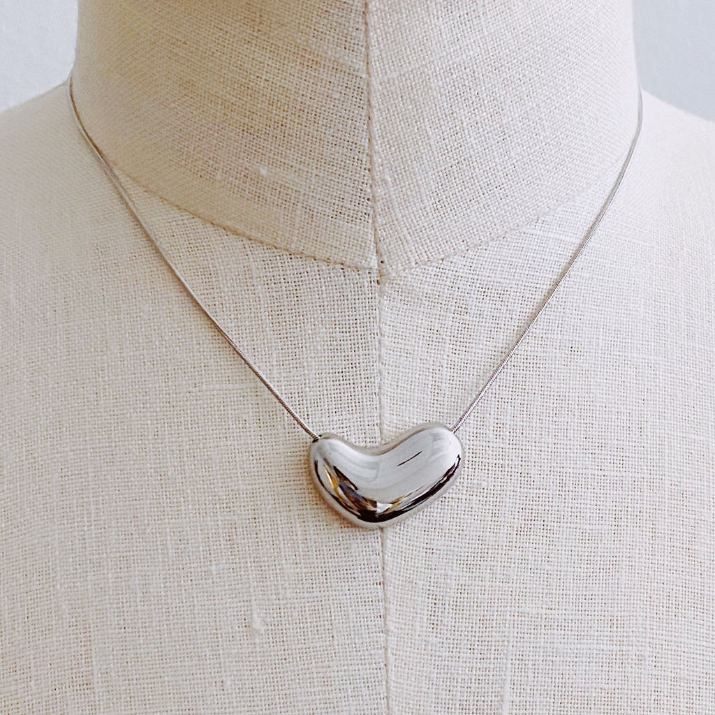Bold Molten Heart Necklace - styled on model