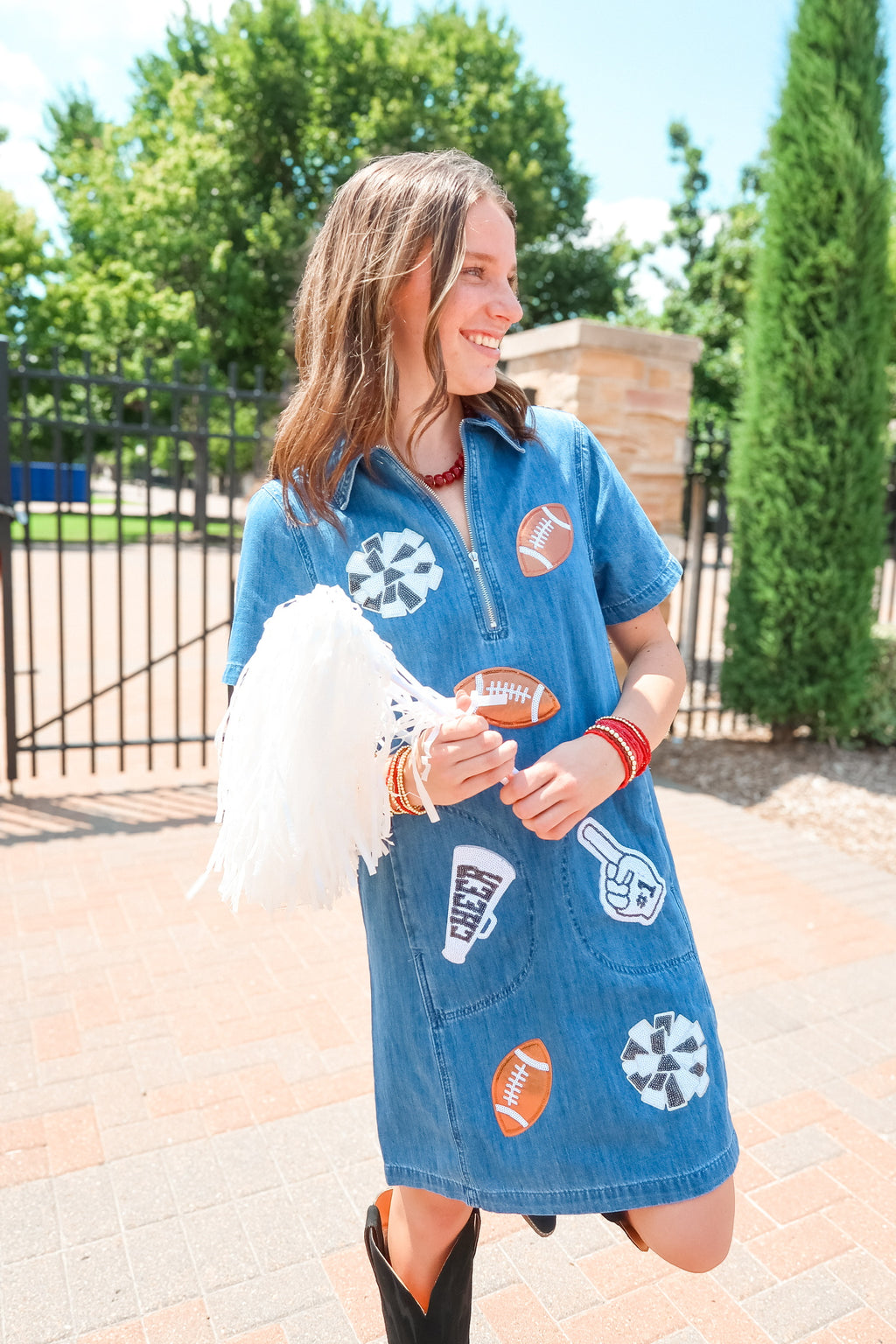 Sequin Football Game Day Denim Mini Dress