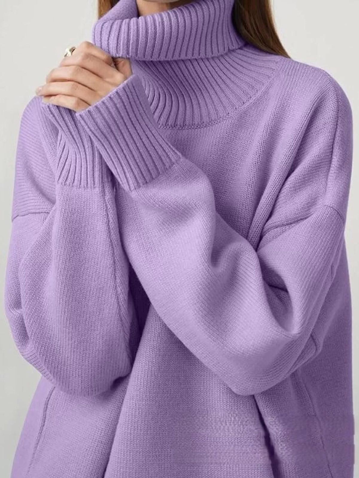 Oversized turtleneck sweater with dropped shoulders - view 45