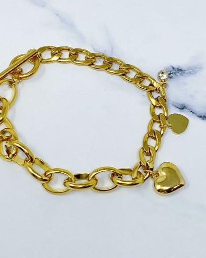 Duo Chain Charm Heart Bracelet