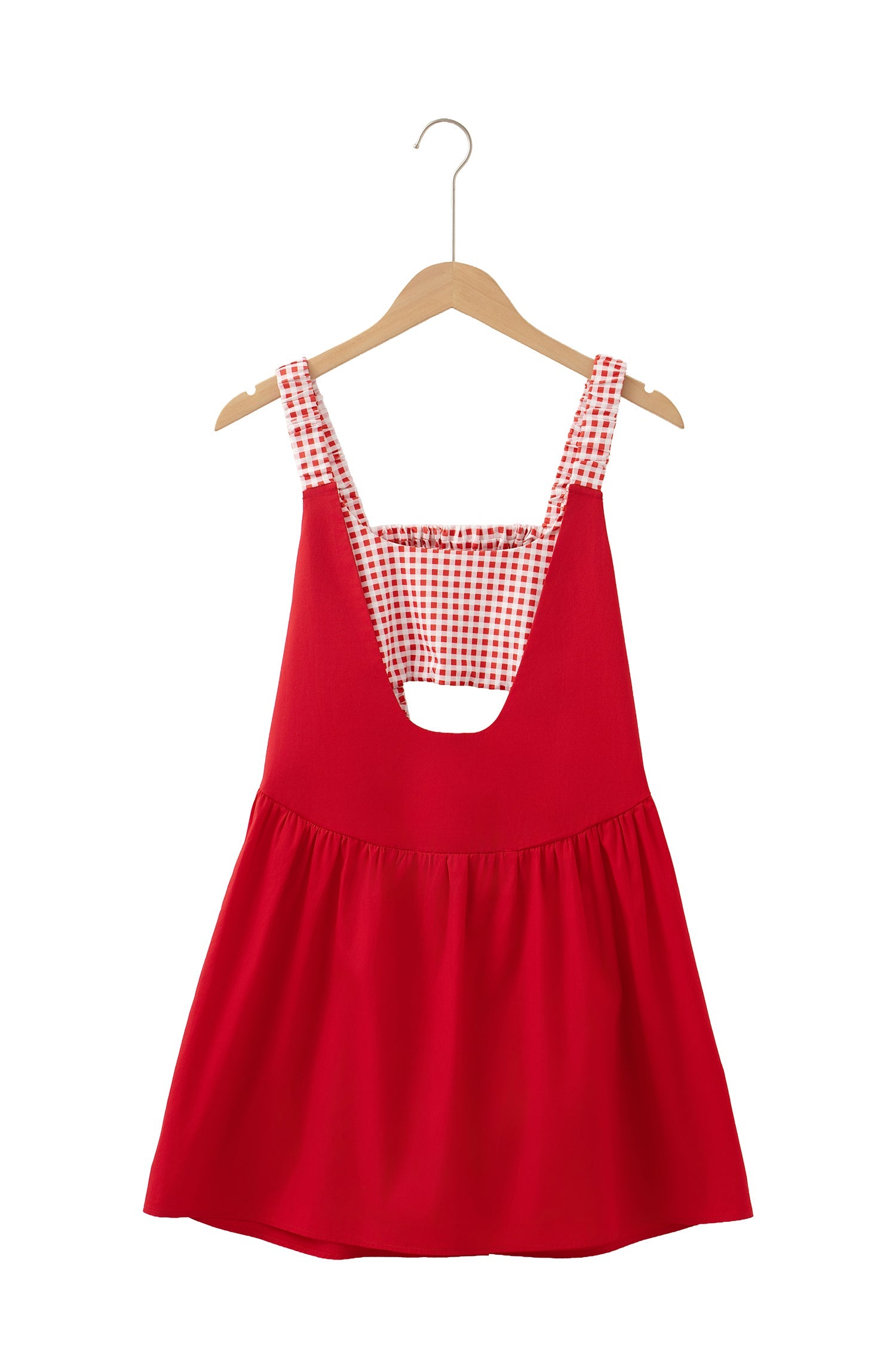 Gingham Patchwork Faux Two Piece Mini Dress
