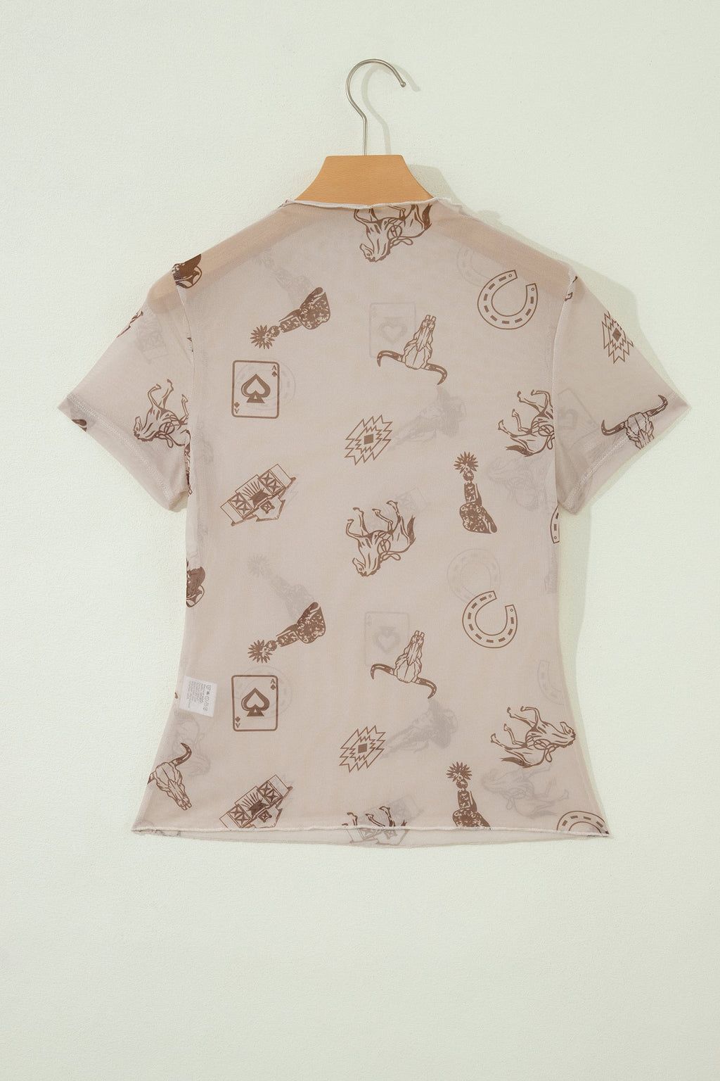 Western & Leopard Mesh Short Sleeve Top