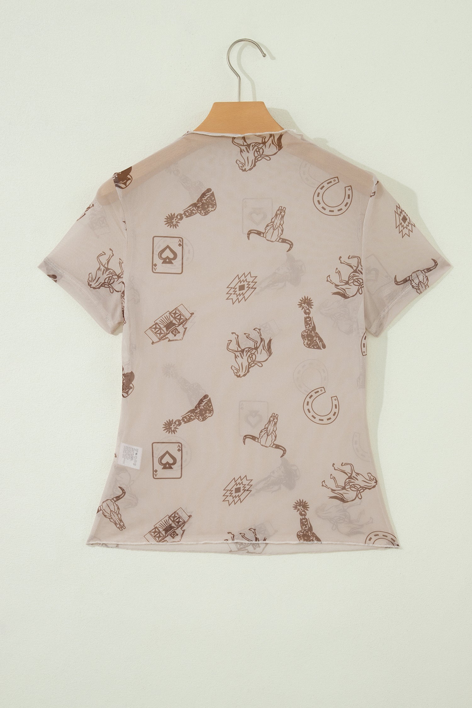 Western & Leopard Mesh Short Sleeve Top