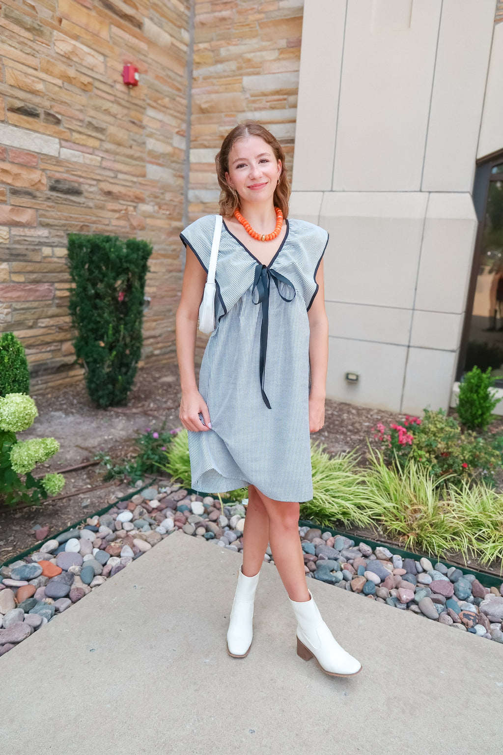 Striped Ruffle Sleeve Mini Dress