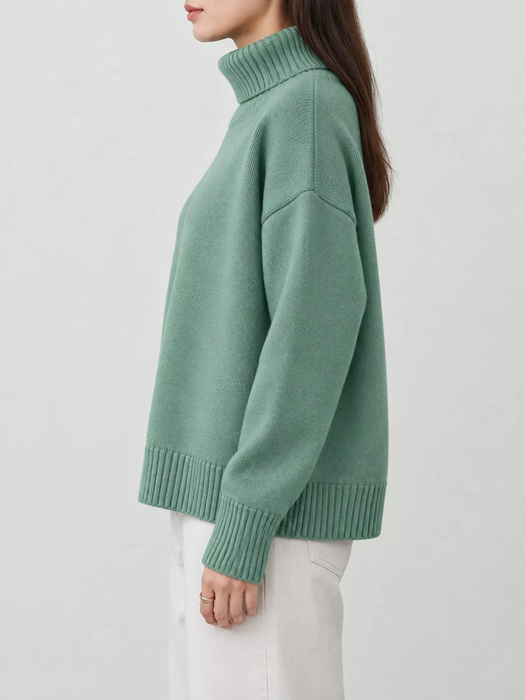 Oversized turtleneck sweater with dropped shoulders - view 42