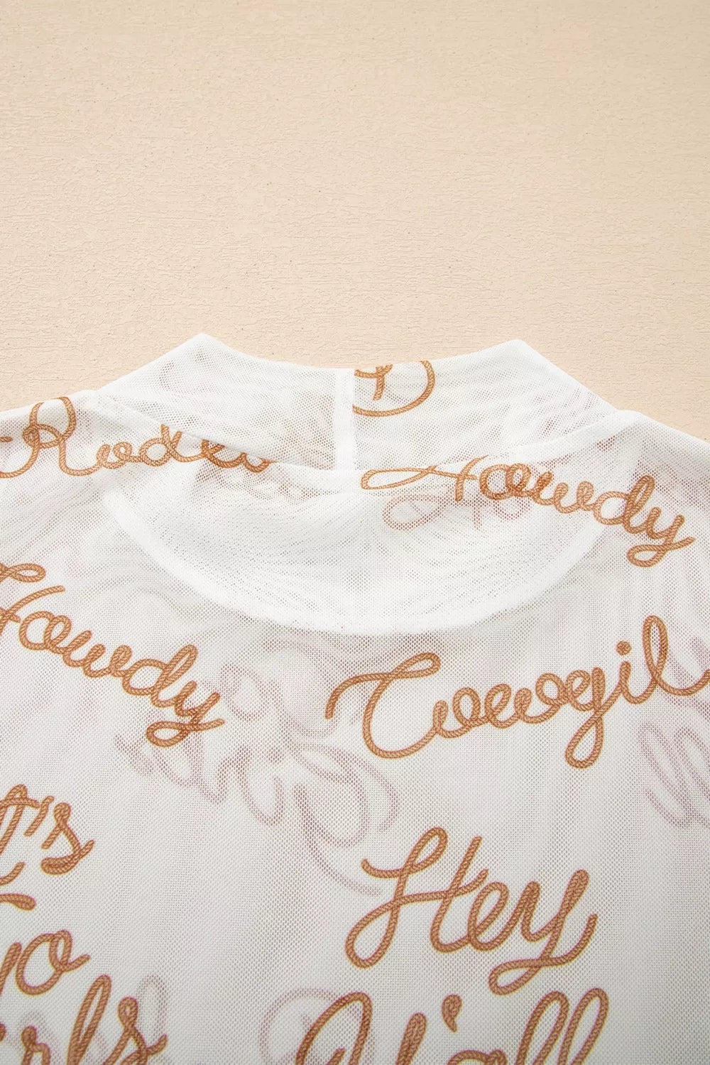 Howdy Hey Yall Mesh High Neck Long Sleeve Top - full length view
