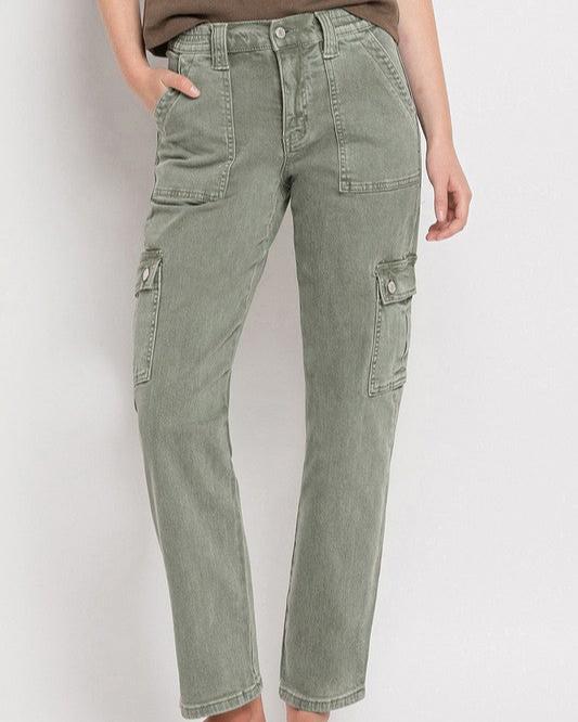 High Rise Cargo Straight Jeans