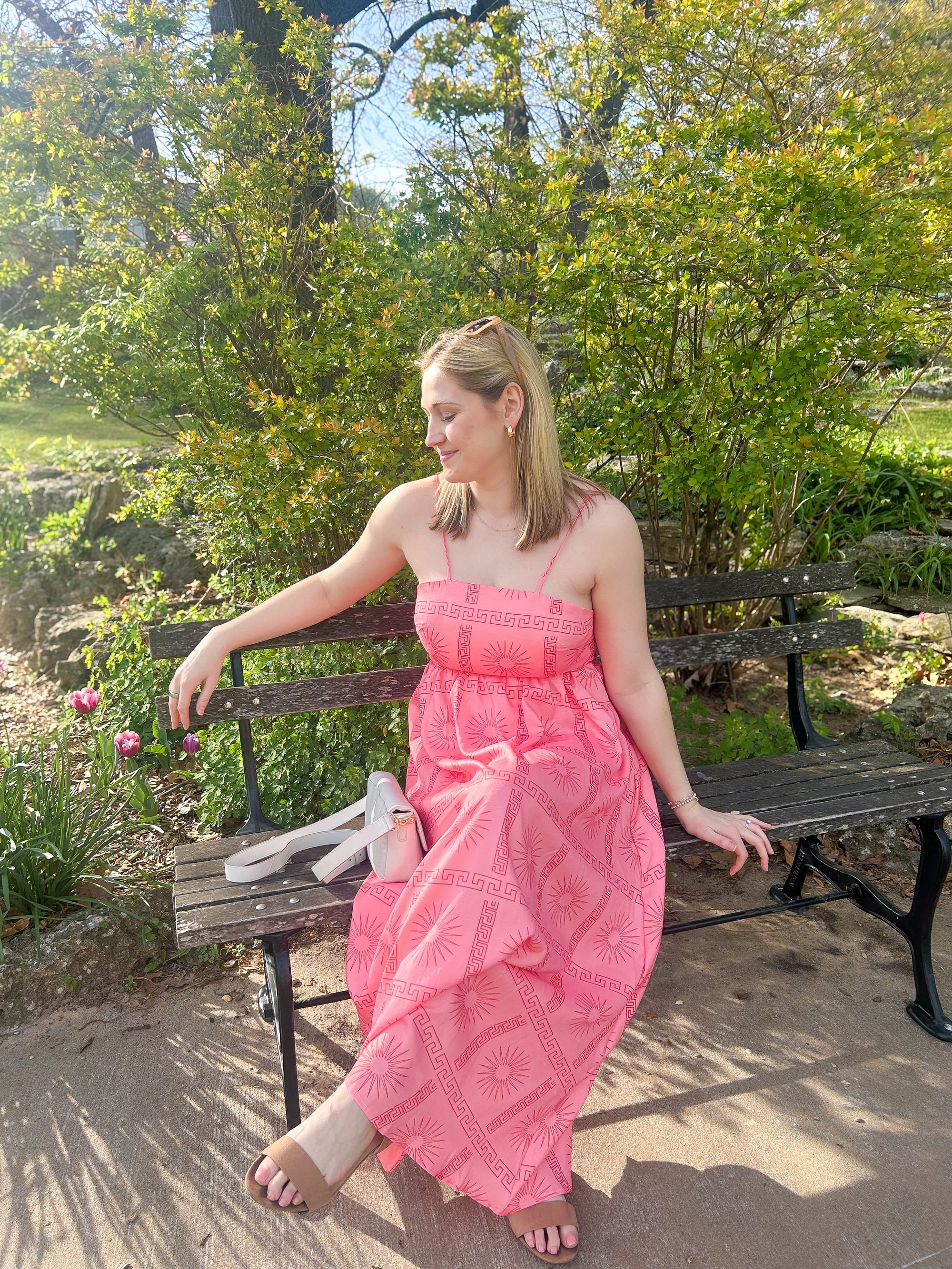 Cutout Back Printed Square Neck Maxi Cami Dress