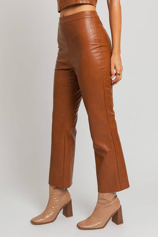 Faux Leather Straight Pants