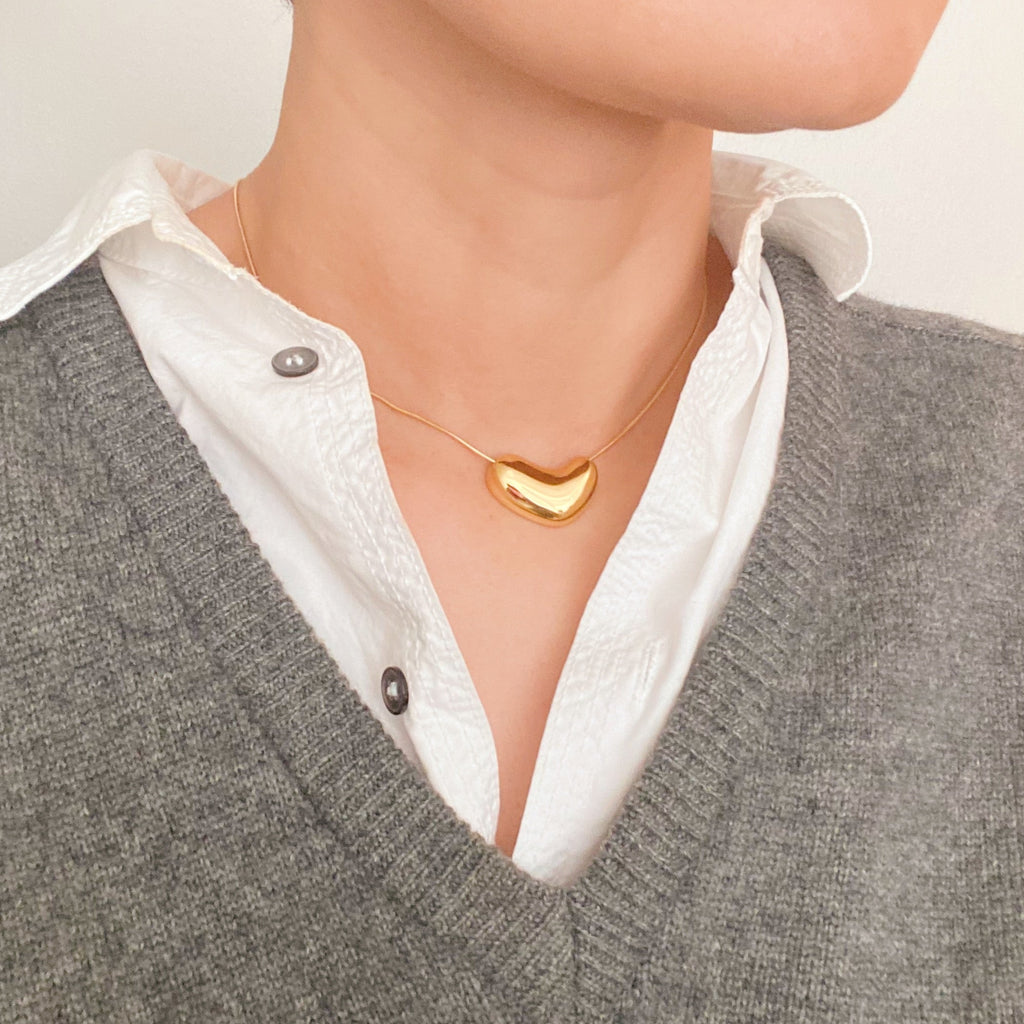Bold Molten Heart Necklace - flat lay both colorways