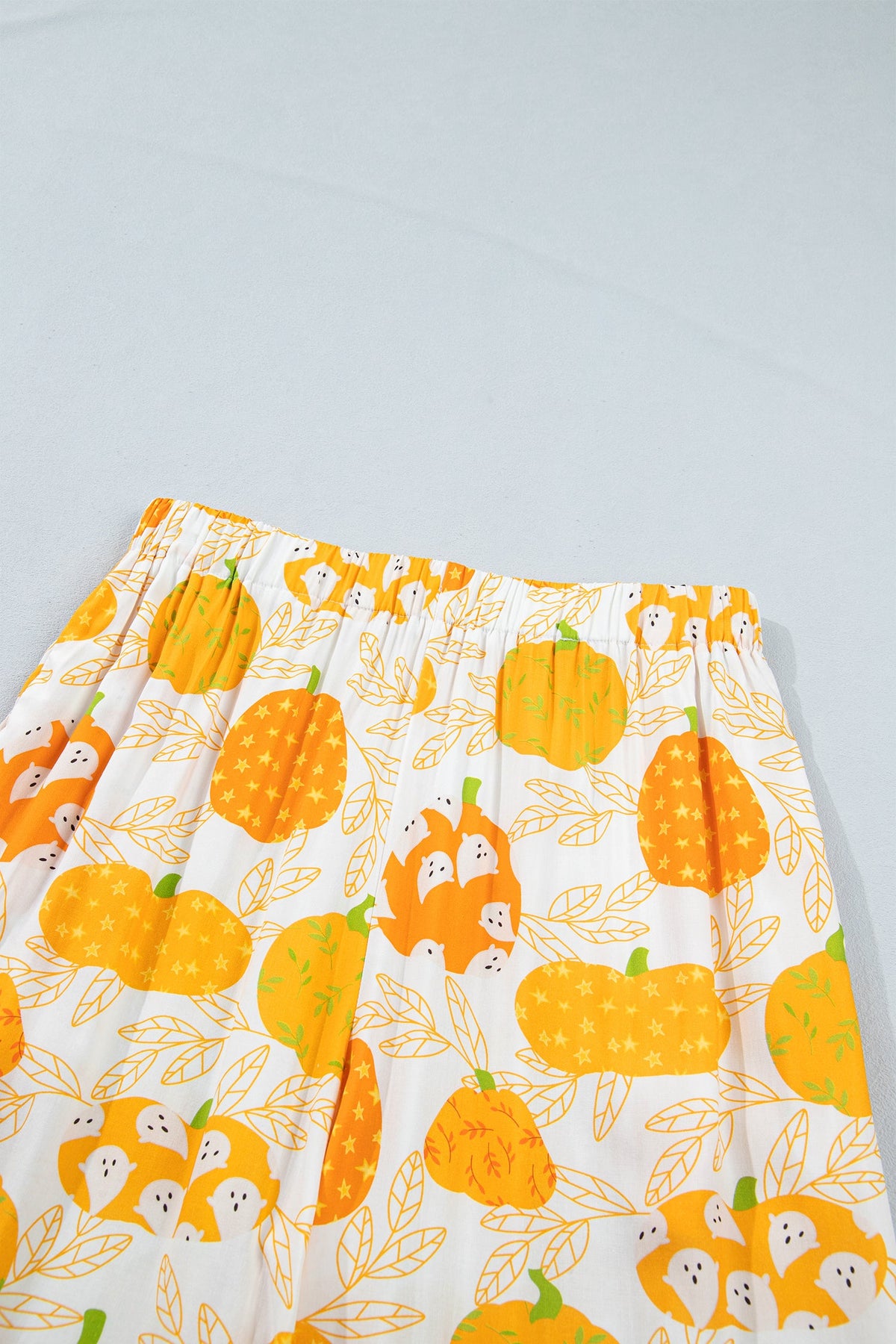 Pumpkin Polka Dot Trim Lounge Set in orange, pattern detail