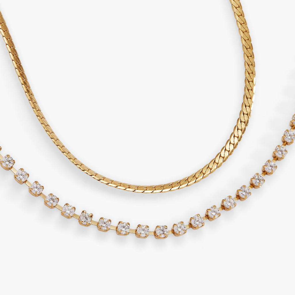 Double Strand Crystal Tennis Chain Bracelet in Stainless Steel Silver