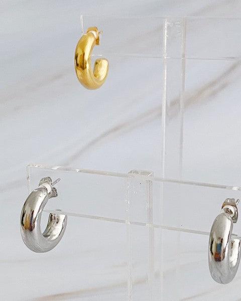 Smaller Polished Hollow Hoop Earrings