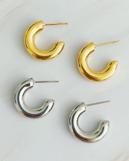 Smaller Polished Hollow Hoop Earrings