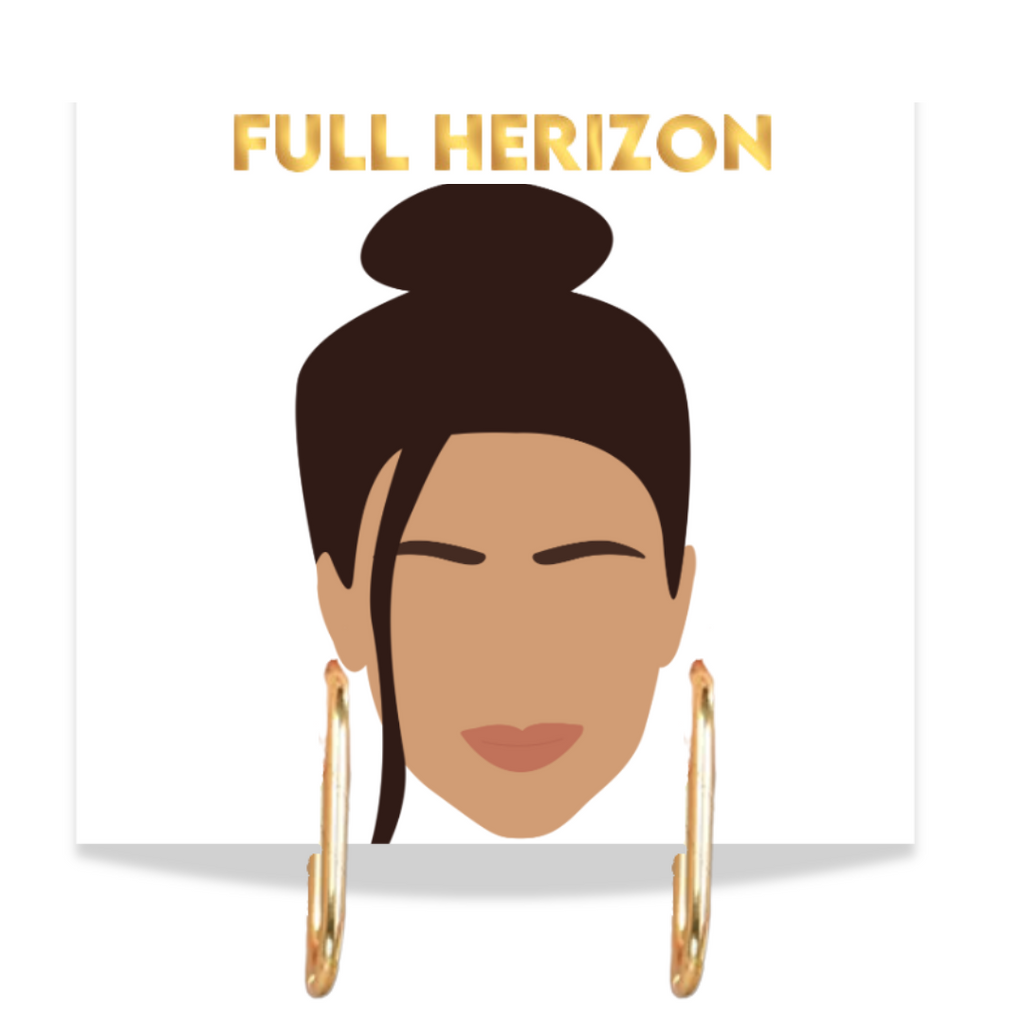 Signature Gold Hoops - styled on model