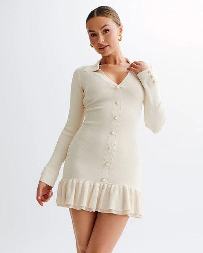 Contrast Hem Sweater Mini Dress