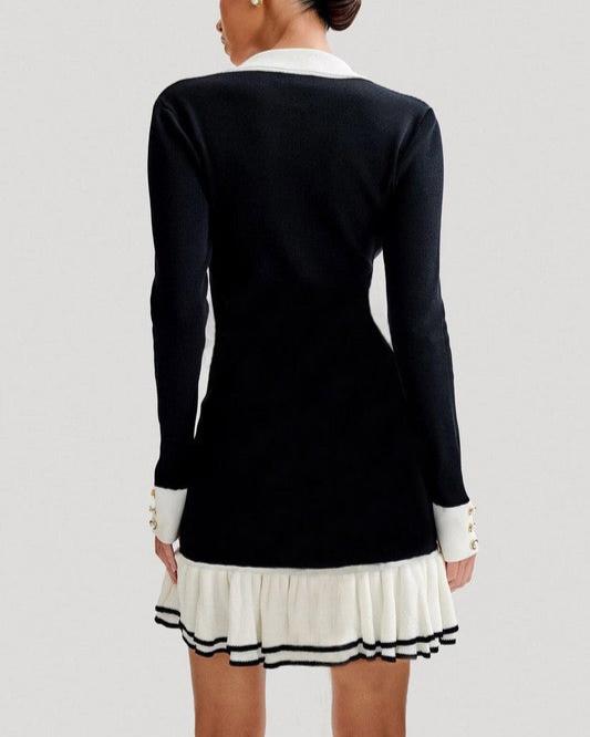 Contrast Hem Sweater Mini Dress