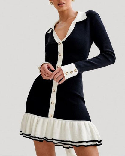 Contrast Hem Sweater Mini Dress