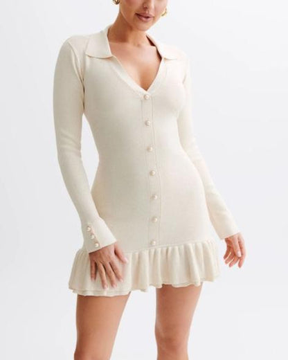 Contrast Hem Sweater Mini Dress