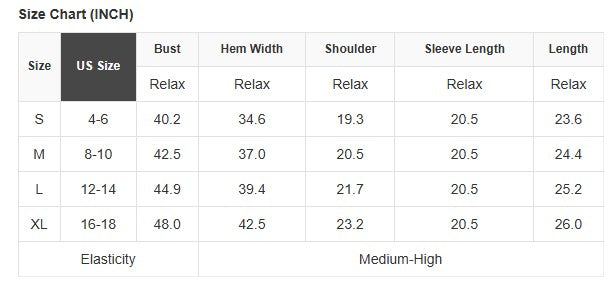 Size chart for football drop shoulder knit top sweater