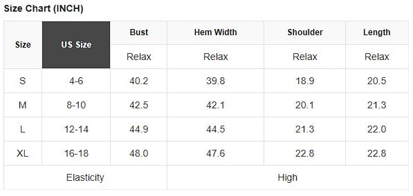 Size chart for polka dot drop shoulder buttoned knit vest