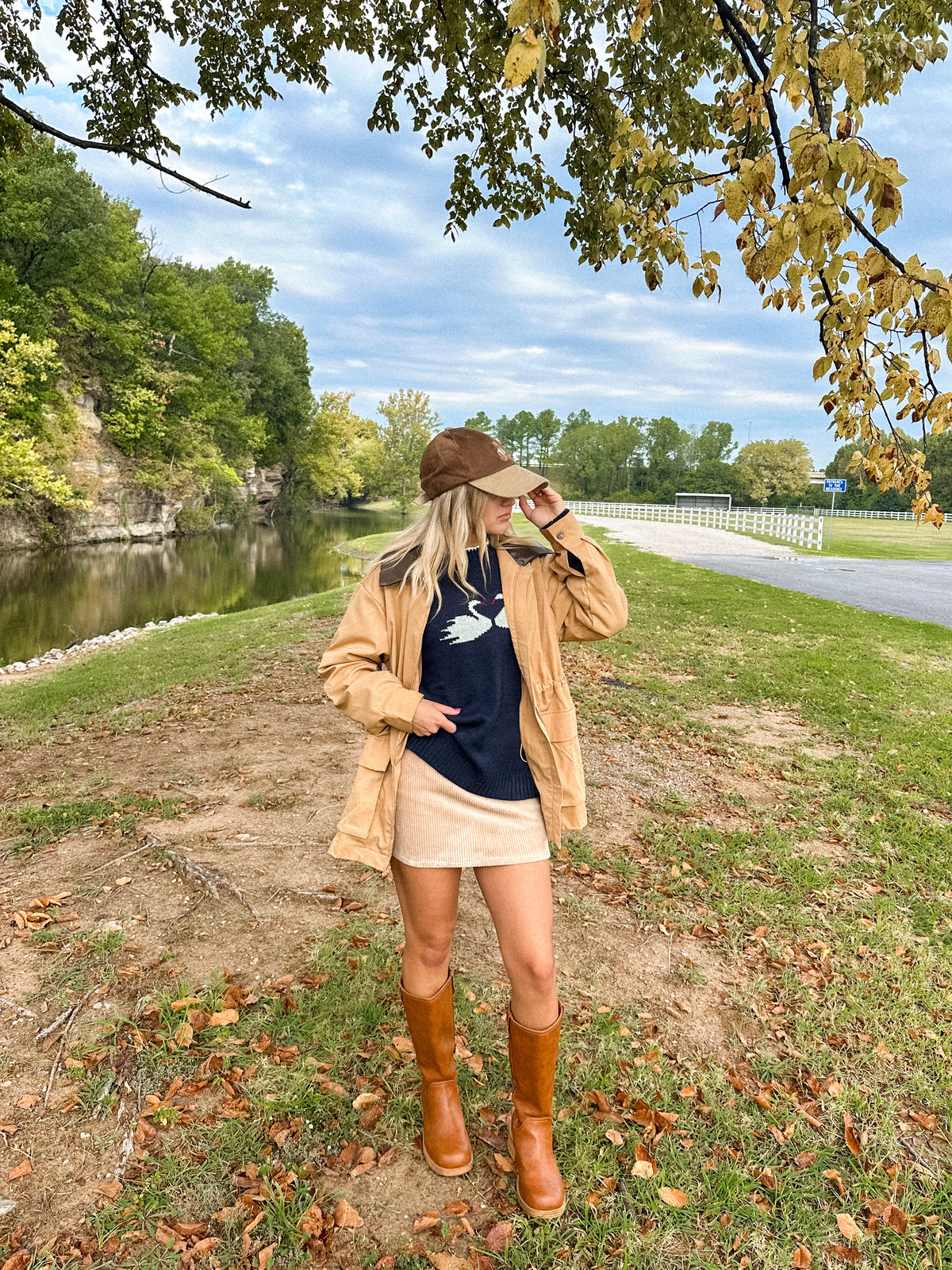 Oversized Contrast Collar Jacket with Drawstring Waist