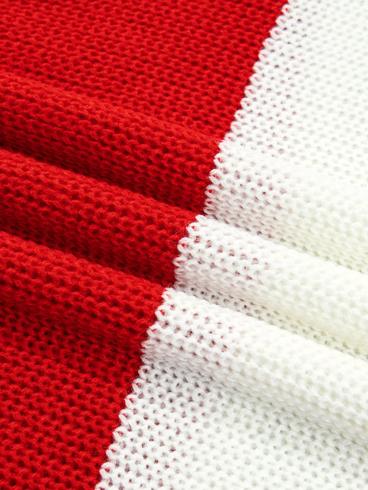 Scarlet striped MERRY Christmas sweater with drop shoulder - view 14