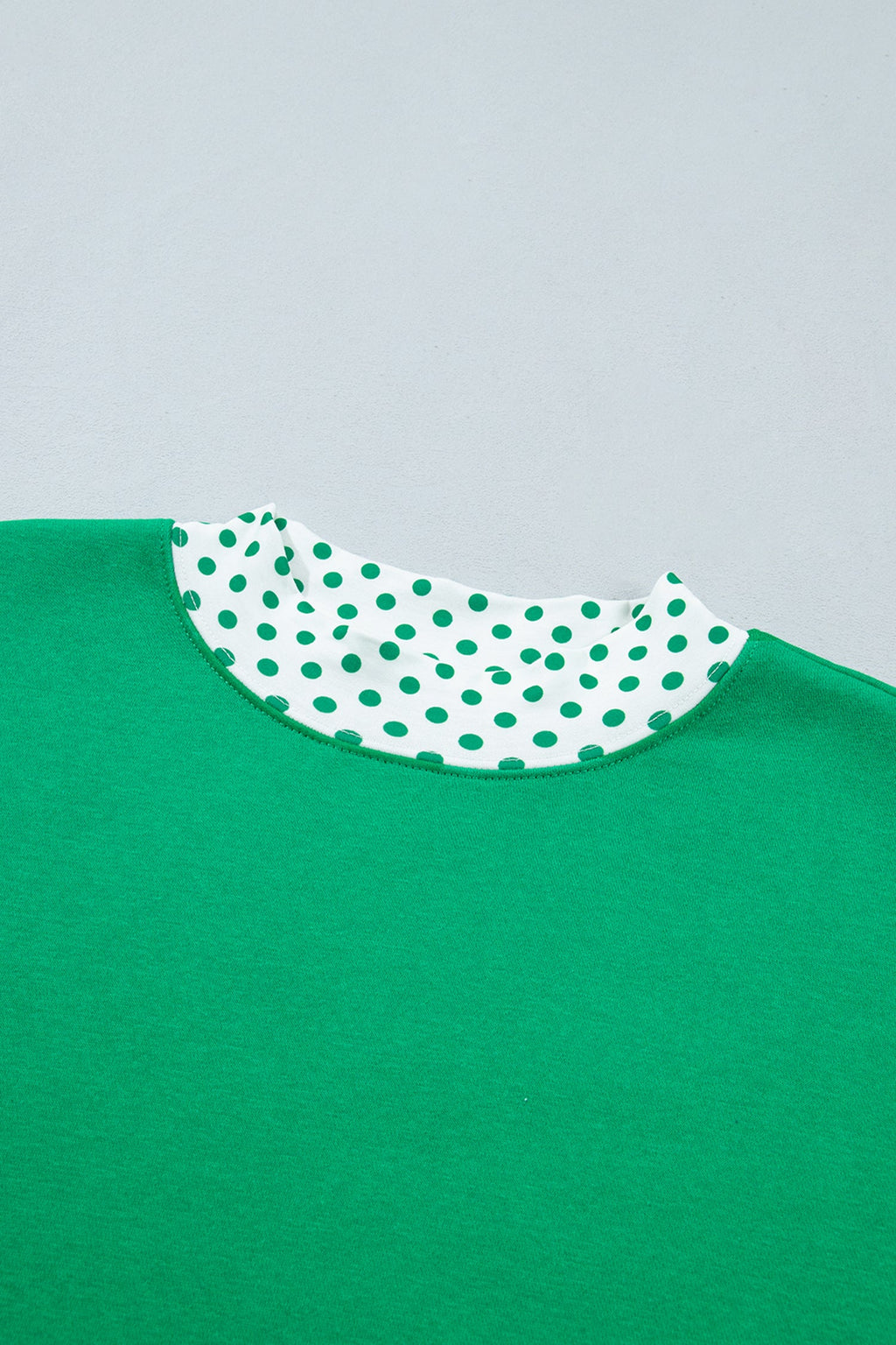 Polka Dot Gingham Trim Sweatshirt & Shorts Set in bright green, back view
