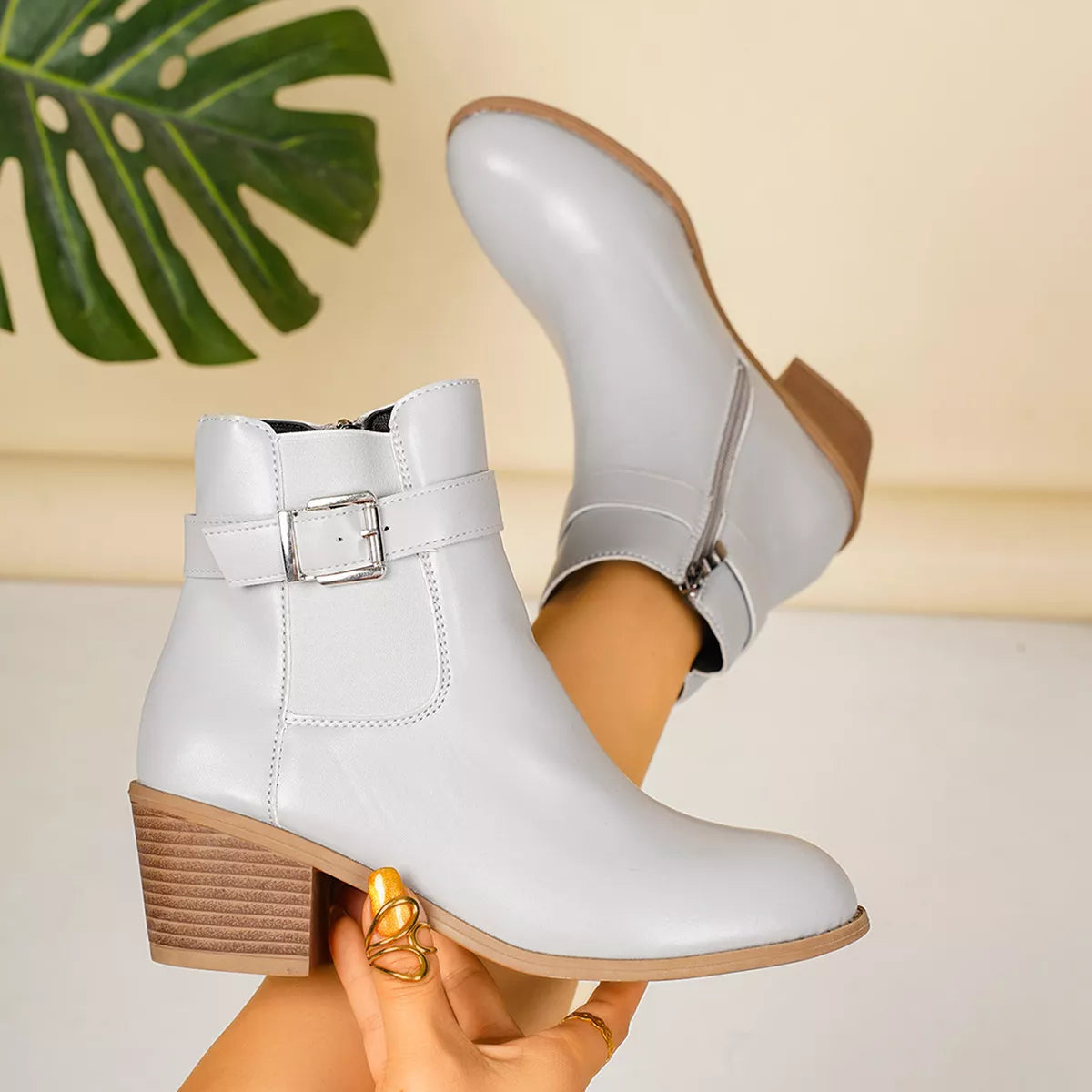 Women's point toe block heel boots, view 6
