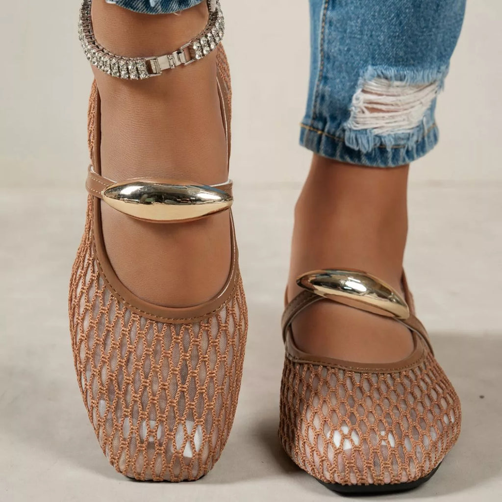 Square Toe Slip-Ons - mesh square toe low heel shoes, view 10
