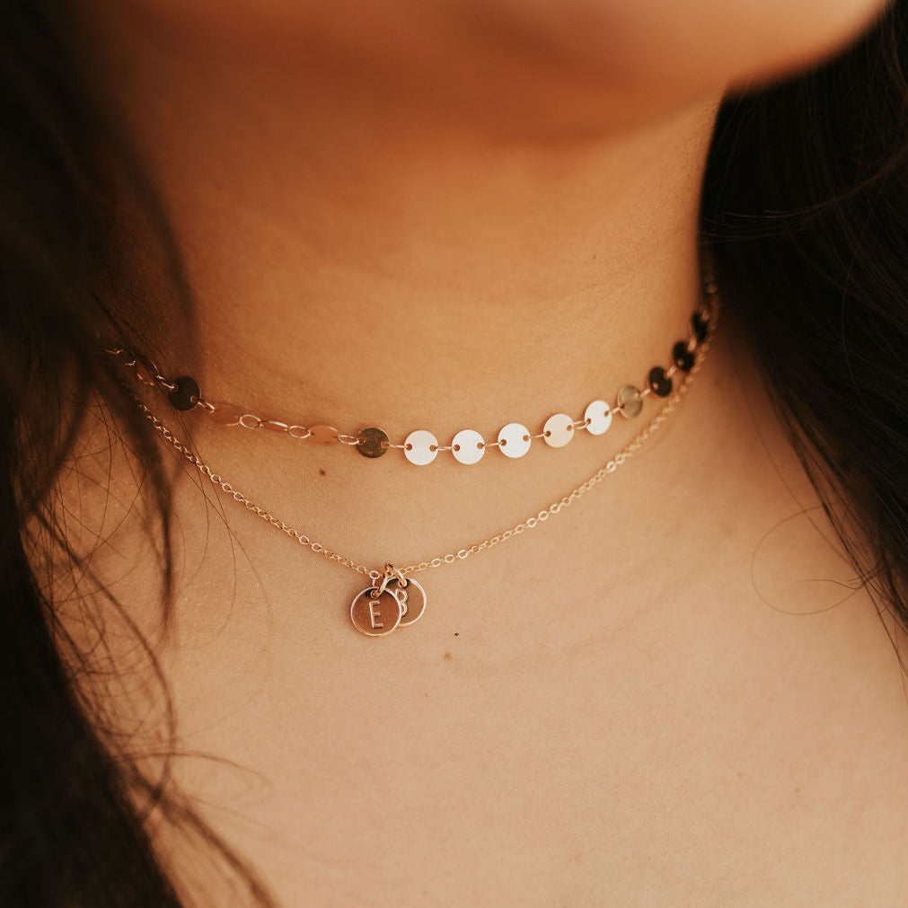 Chloe Gold Filled Coin Necklace - dainty layering coin necklace, view 2