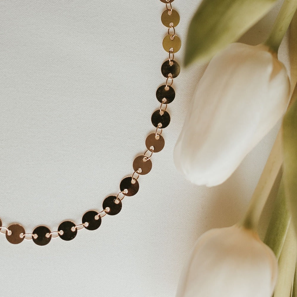 Chloe Gold Filled Coin Necklace - dainty layering coin necklace, view 4