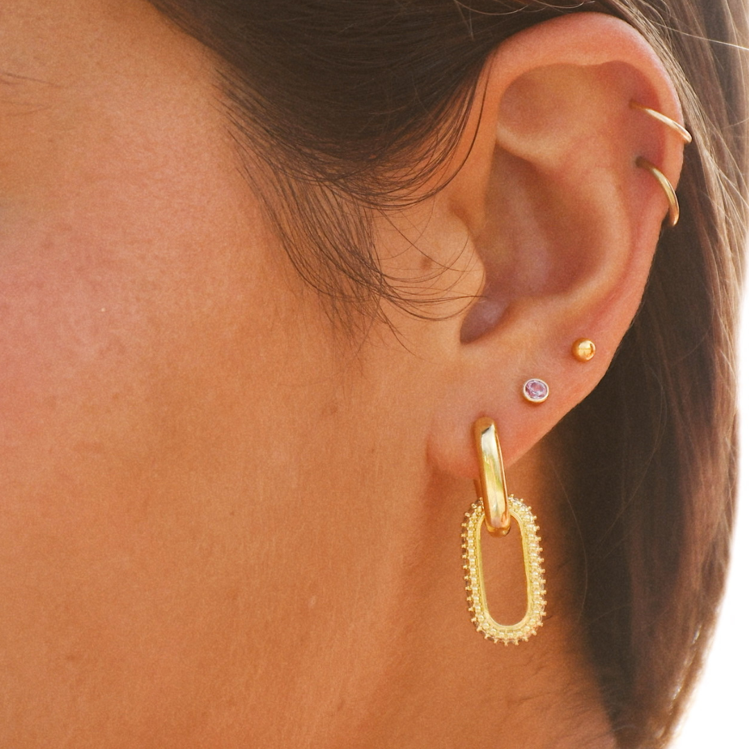 Convertible Gold Hoops - flat lay view showing both styles