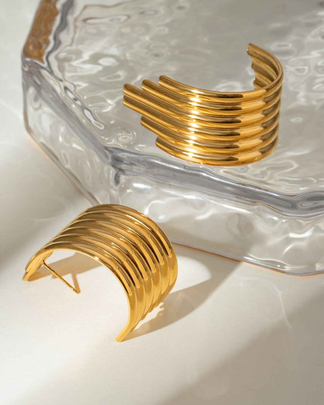 18K Gold-Plated Ribbed Earrings