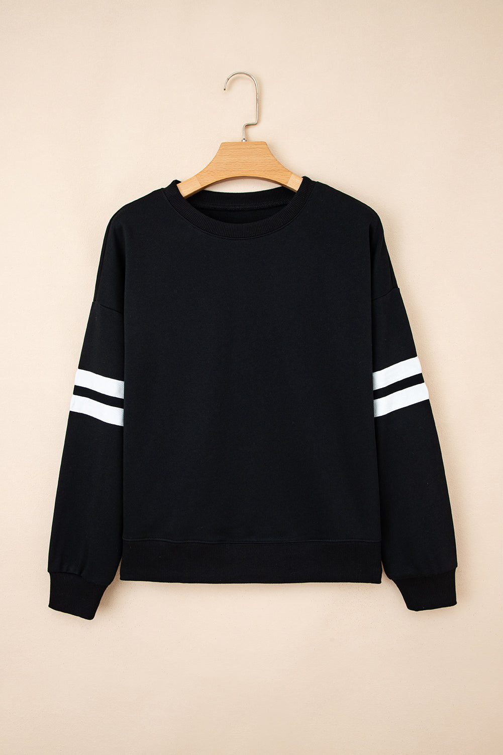 Varsity stripe sweatshirt ribbed cuff detail